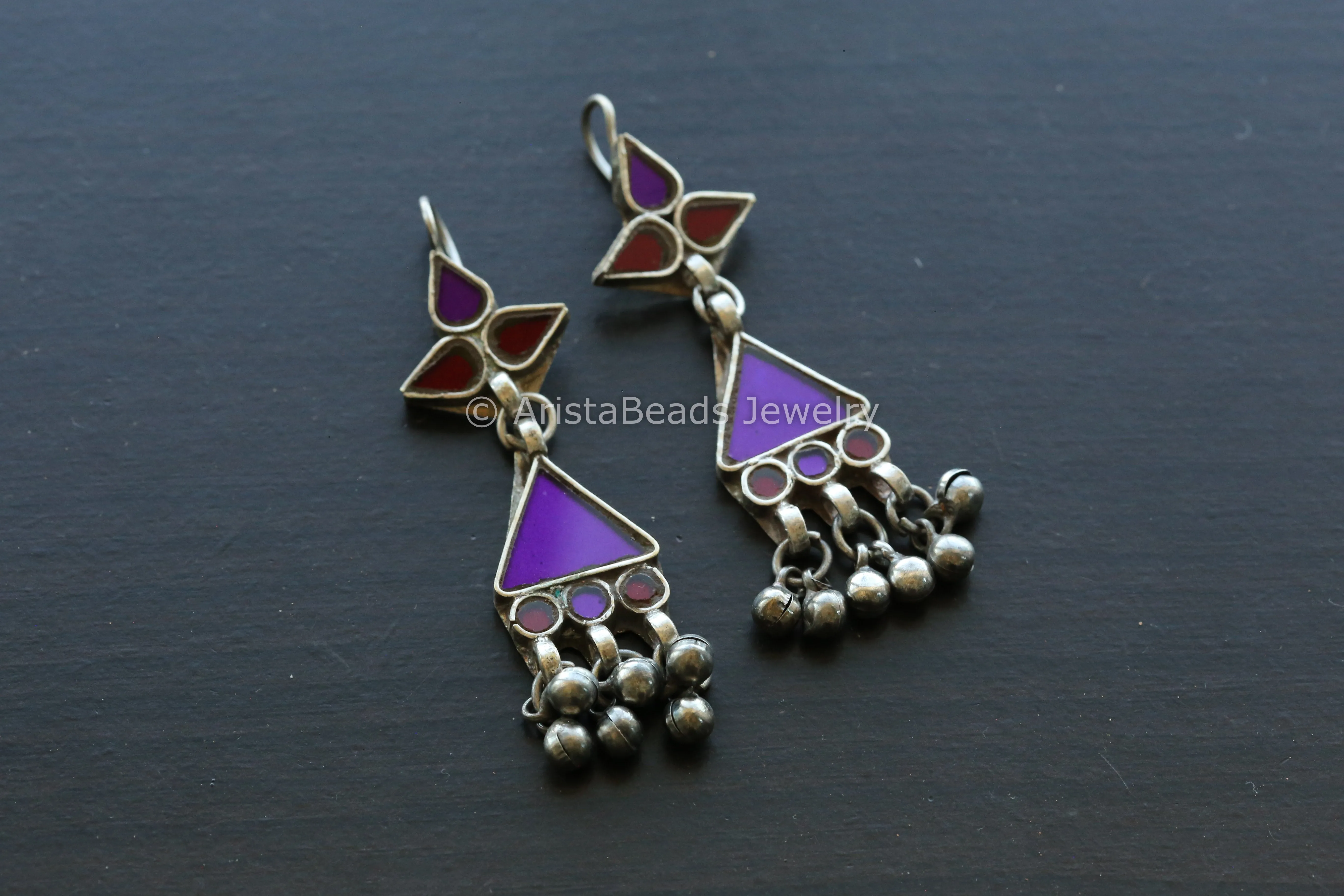 Aaeena Real Glass Earrings - Purple