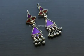 Aaeena Real Glass Earrings - Purple