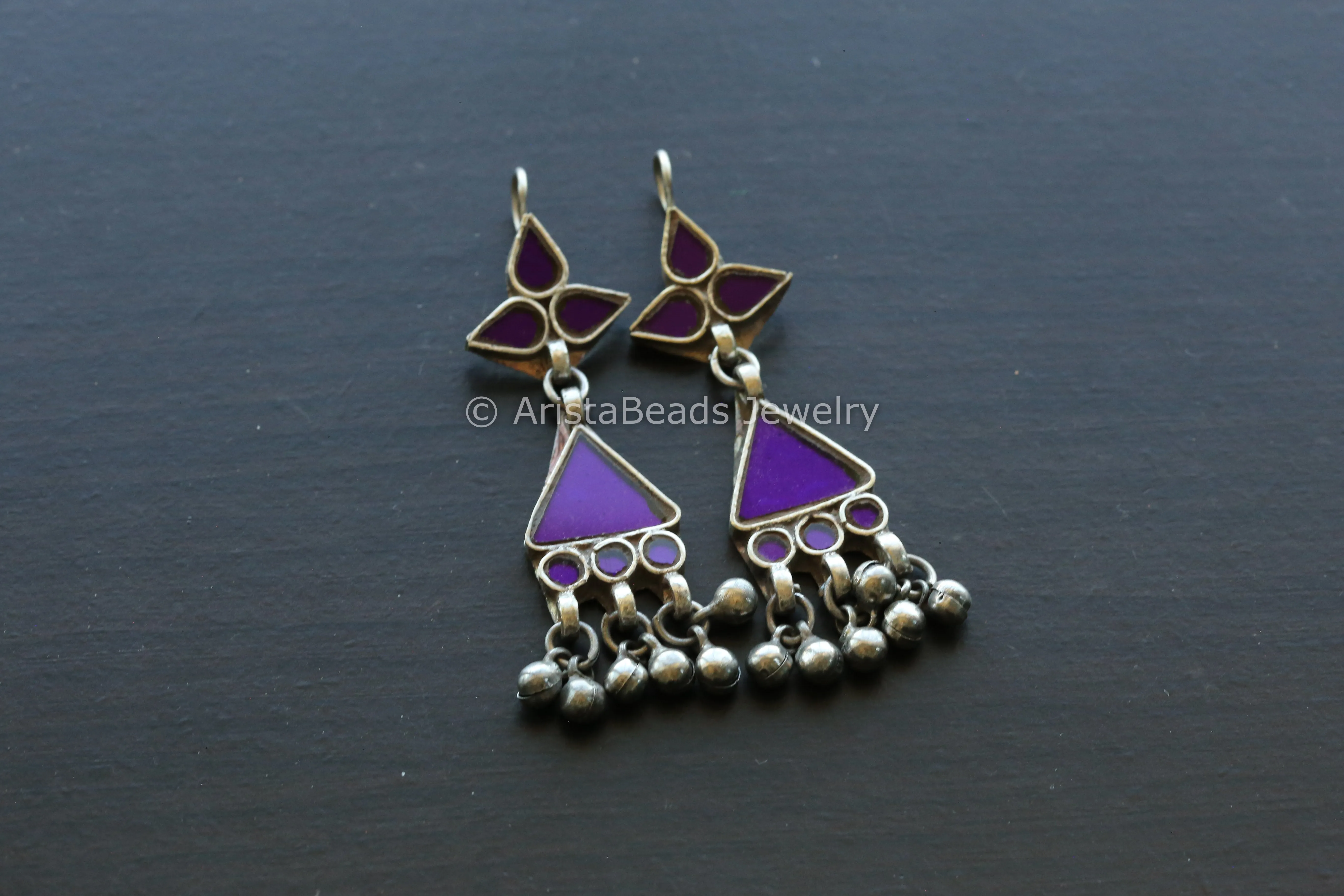 Aaeena Real Glass Earrings - Purple