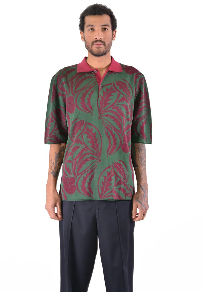 BIELO CAROL KNIT POLO SHIRTS BURGUNDY/GREEN