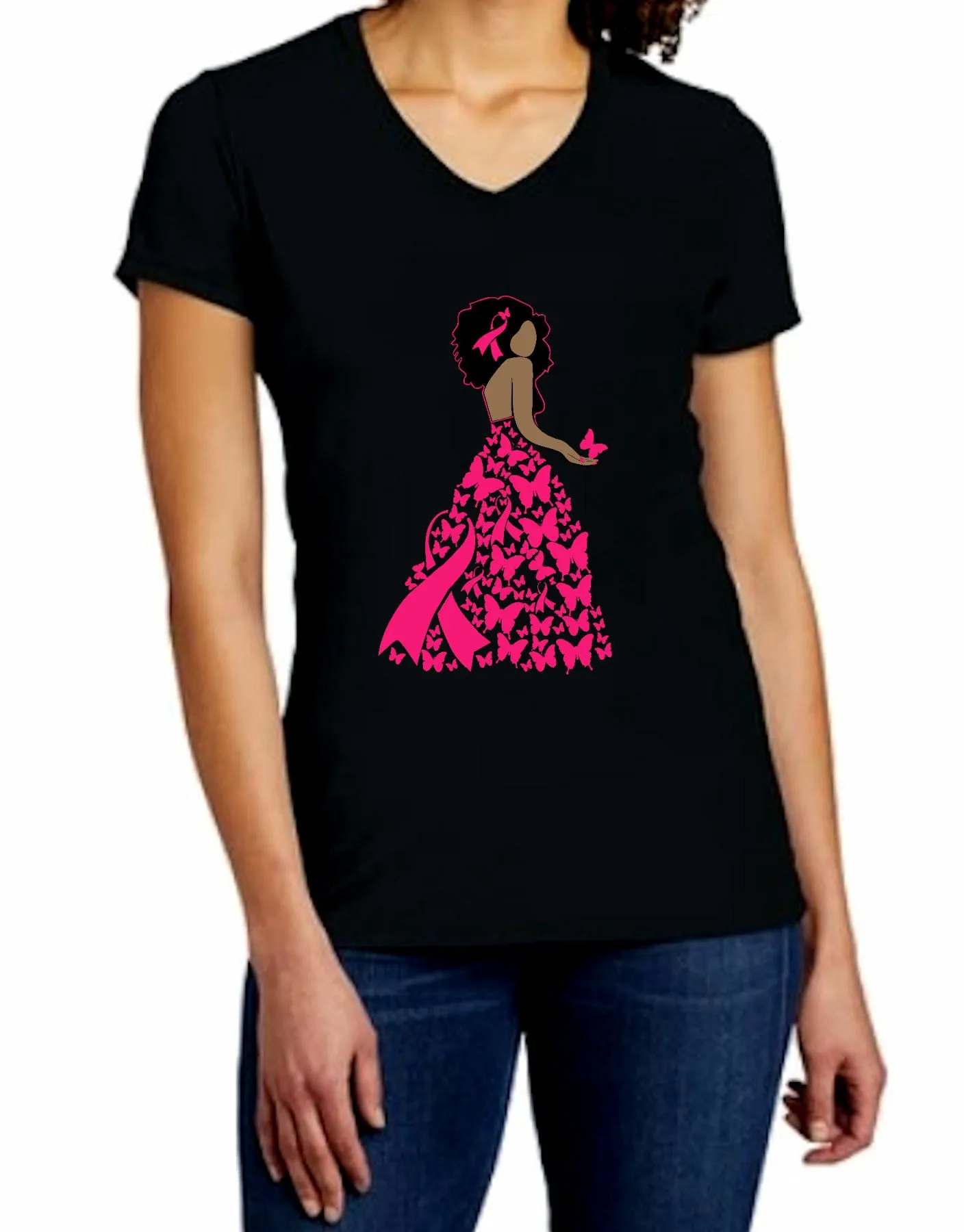 Butterfly Ribbon Breast Cancer Awareness T-Shirt