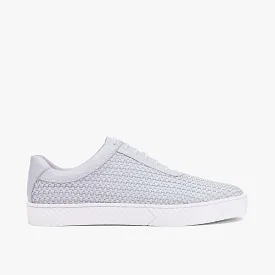 Cody White Woven Leather Lace up Sneakers