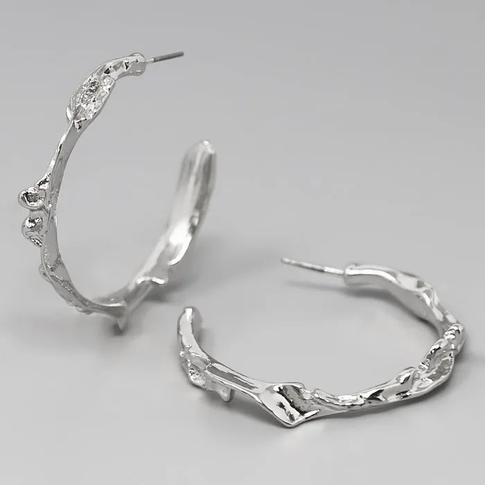 Crumpled Metal Hoop Earrings