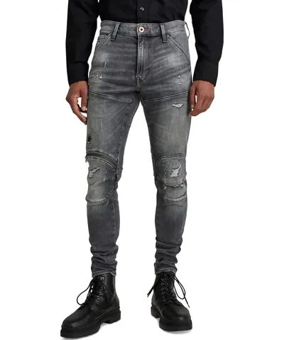 G-Star RAW Men's Zip-Knee Distressed Moto Jeans