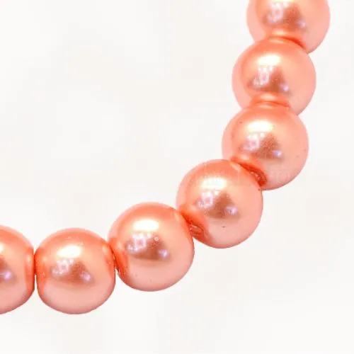 Glass Pearl Beads, Coral, Round, 4mm