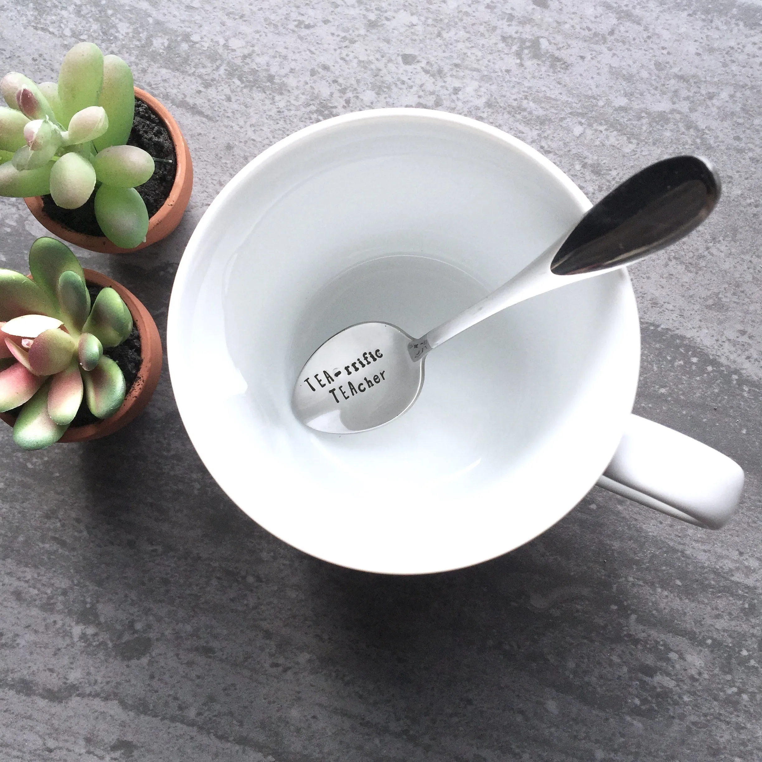 HAND STAMPED TEA-RRIFIC TEACHER SPOON