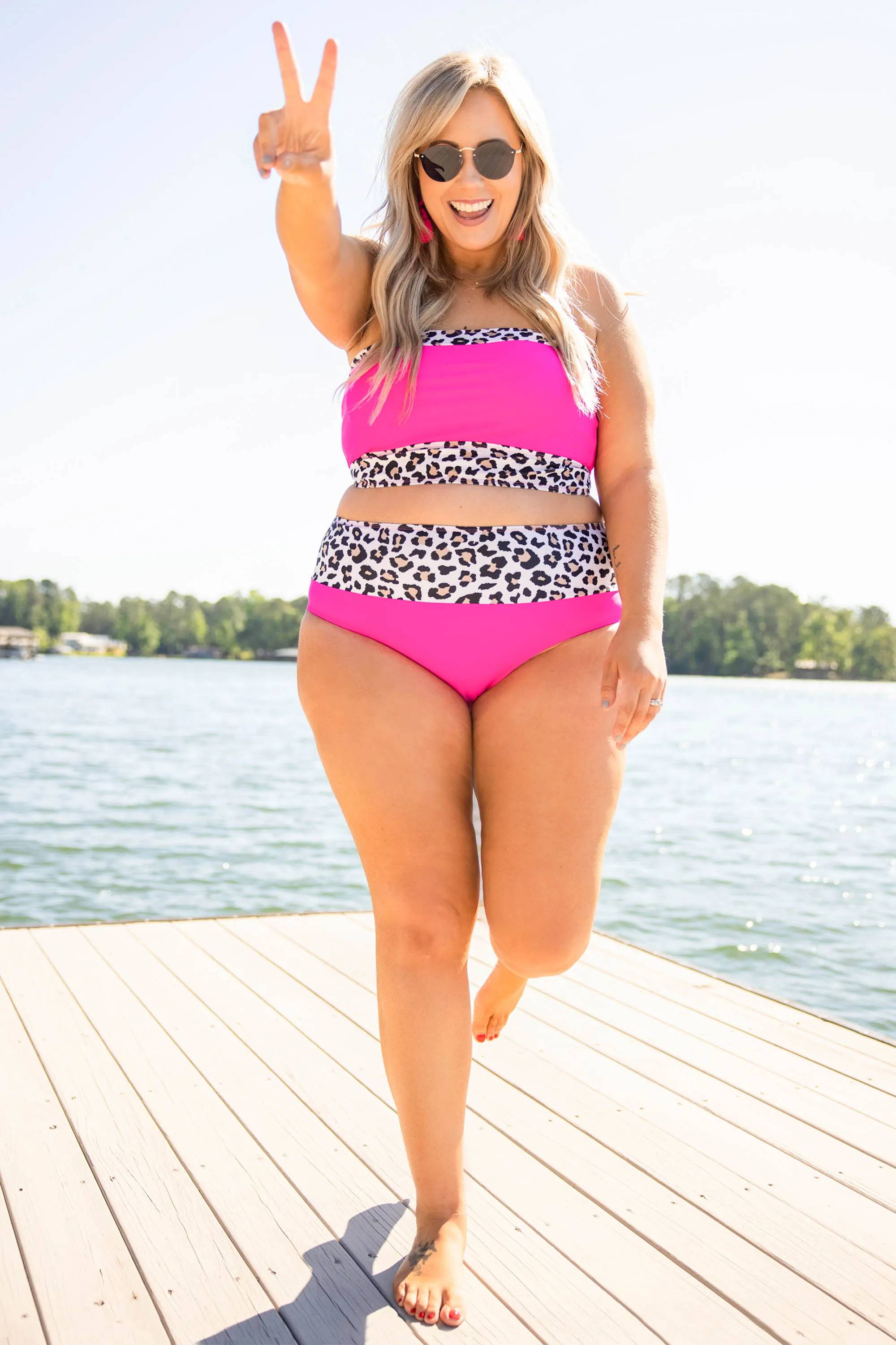 Hidden Islands Swim Bottoms, Neon Pink