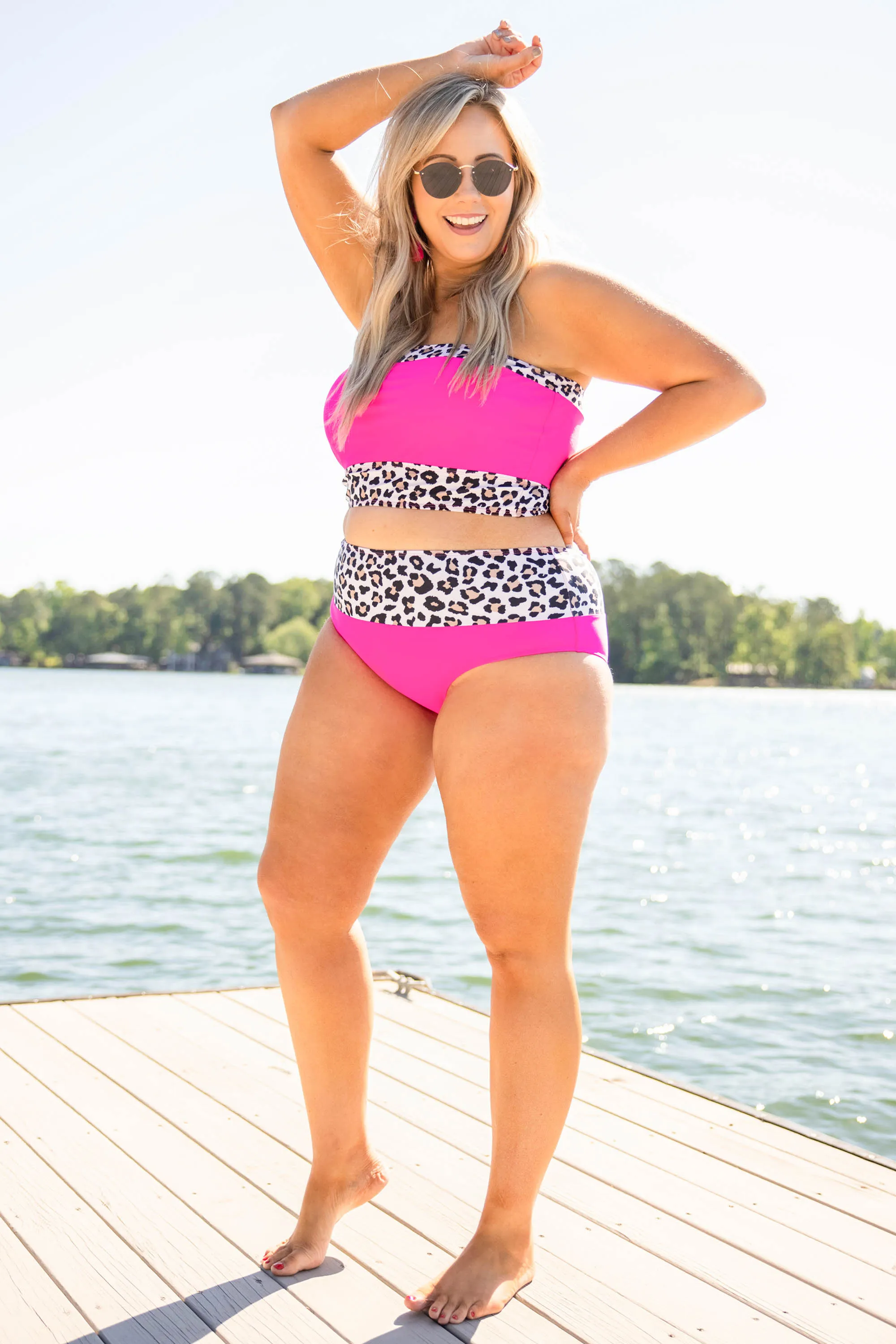 Hidden Islands Swim Bottoms, Neon Pink