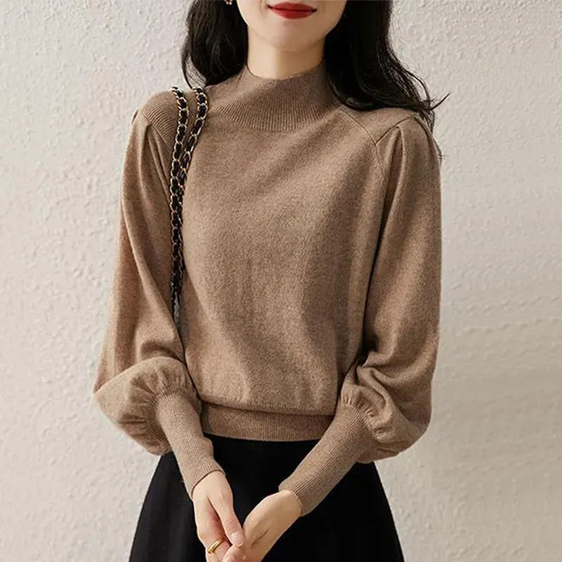 Ladies Sweaters Gigh Neck Jerseys Brown Pullover Knitted Top for Turtleneck Black Fashion 2023 Cashmere Streetwear Jersey Women'