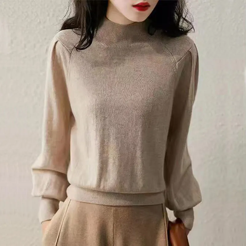 Ladies Sweaters Gigh Neck Jerseys Brown Pullover Knitted Top for Turtleneck Black Fashion 2023 Cashmere Streetwear Jersey Women'