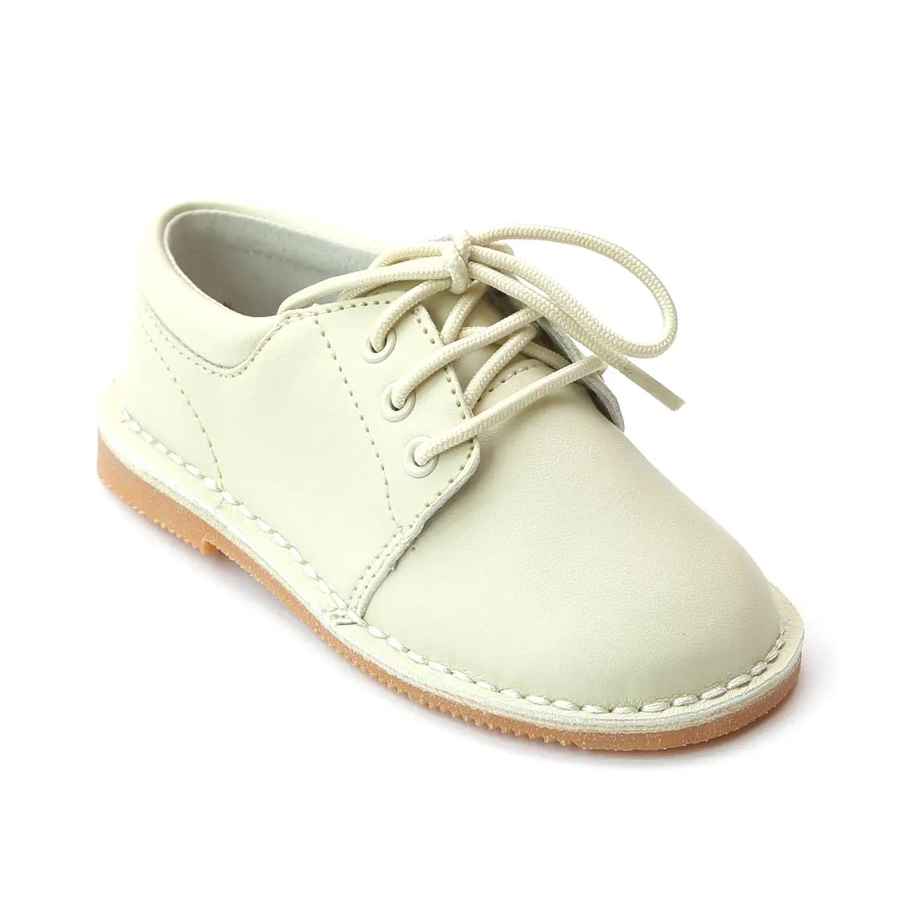 L'Amour Boys Cream Leather Lace Up Shoes