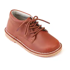 L'Amour Boys Tuck Cognac Leather Lace Up Shoes