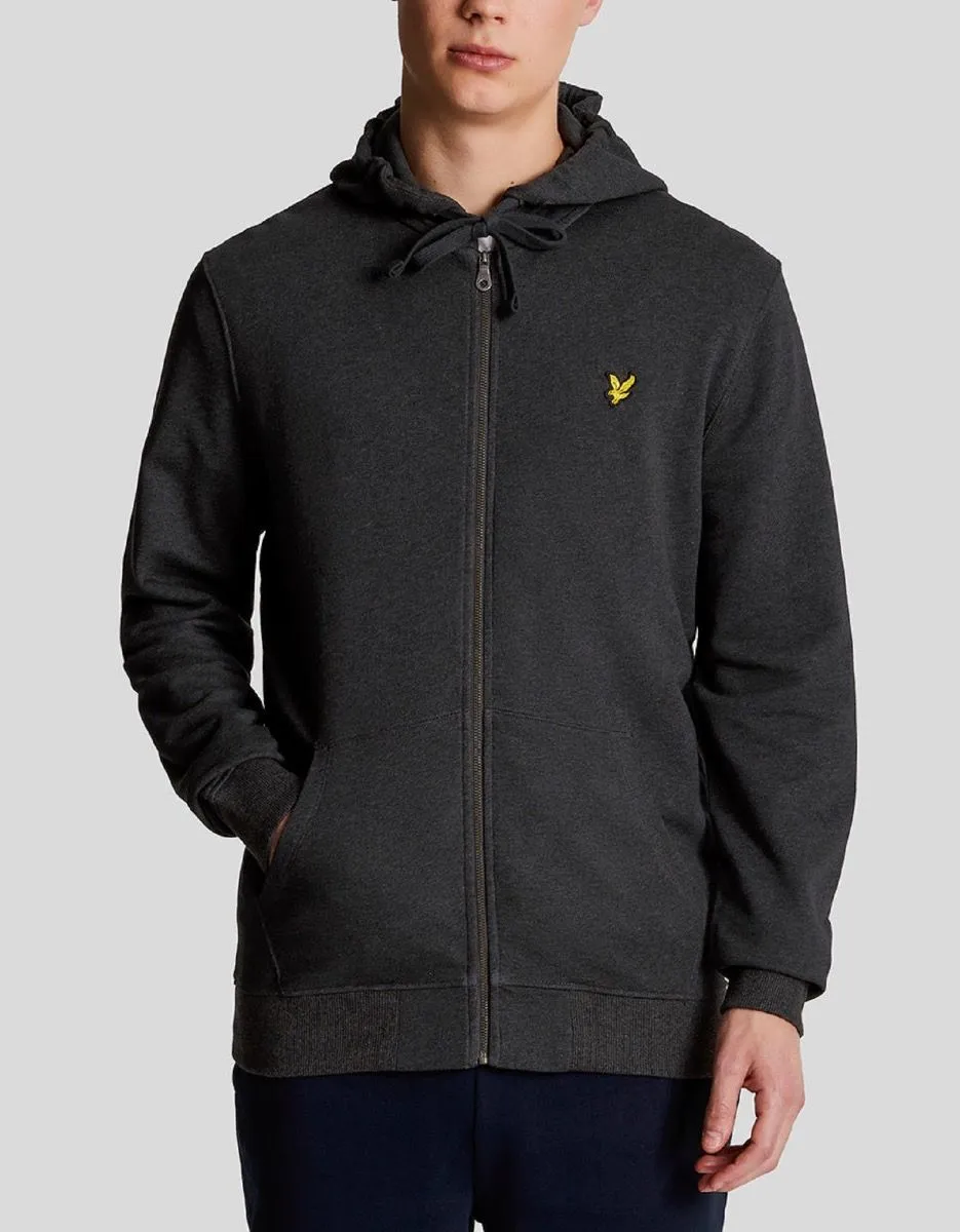 Lyle & Scott Zip Through Hooded Sweatshirts Charcoal