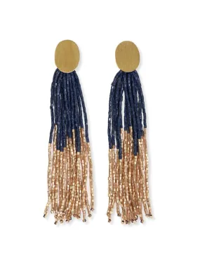 Mae Tassel Earrings - Navy