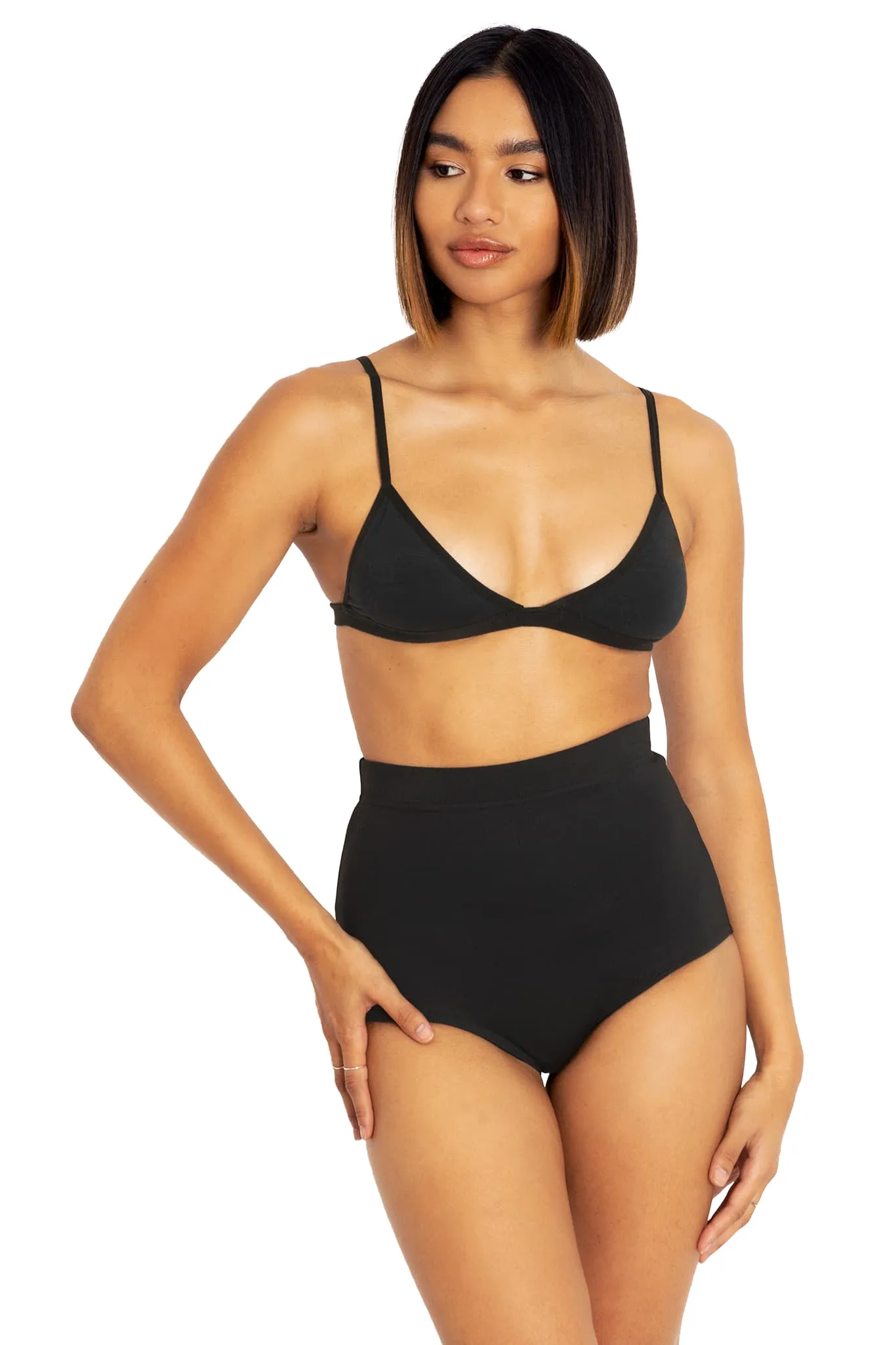 Matte Black High Waisted Nana Suit Bottoms