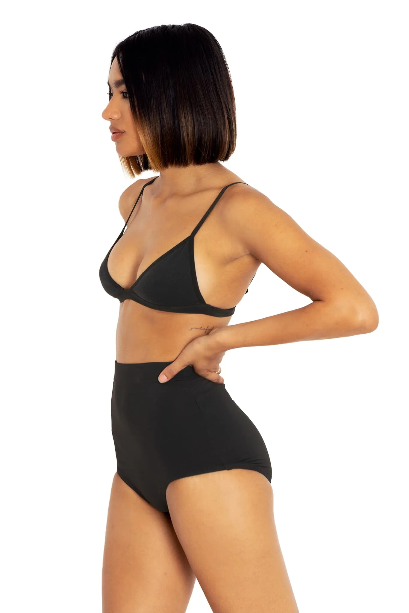 Matte Black High Waisted Nana Suit Bottoms