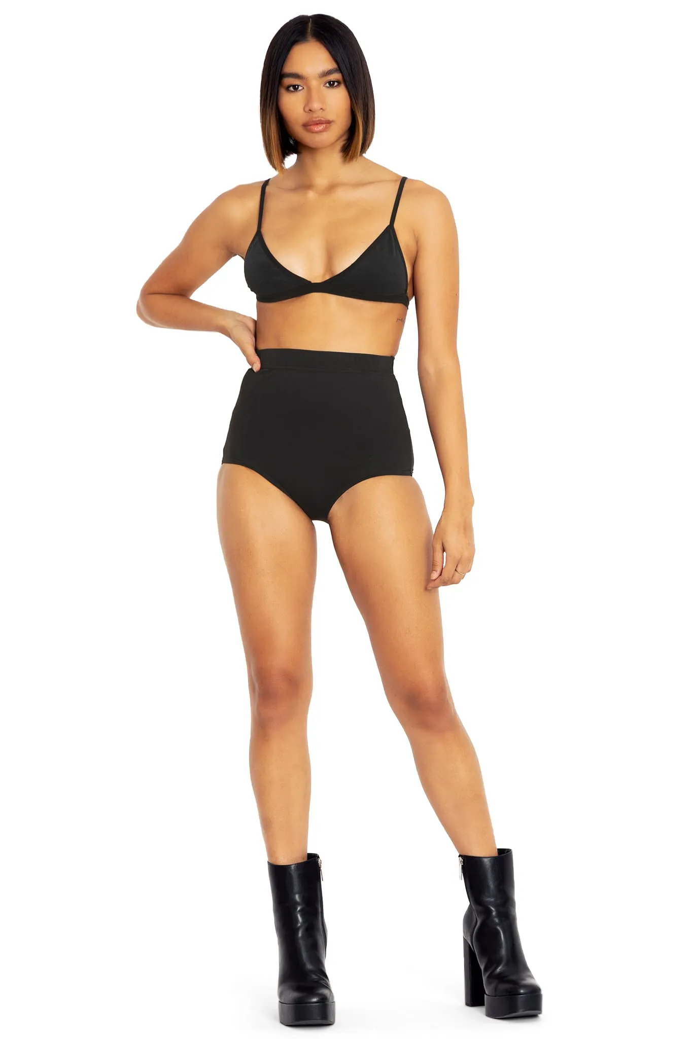 Matte Black High Waisted Nana Suit Bottoms