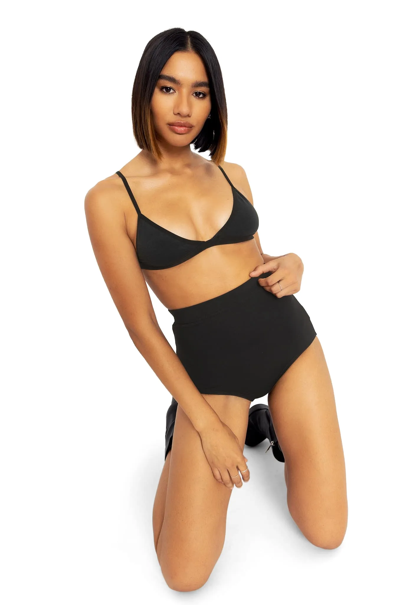 Matte Black High Waisted Nana Suit Bottoms