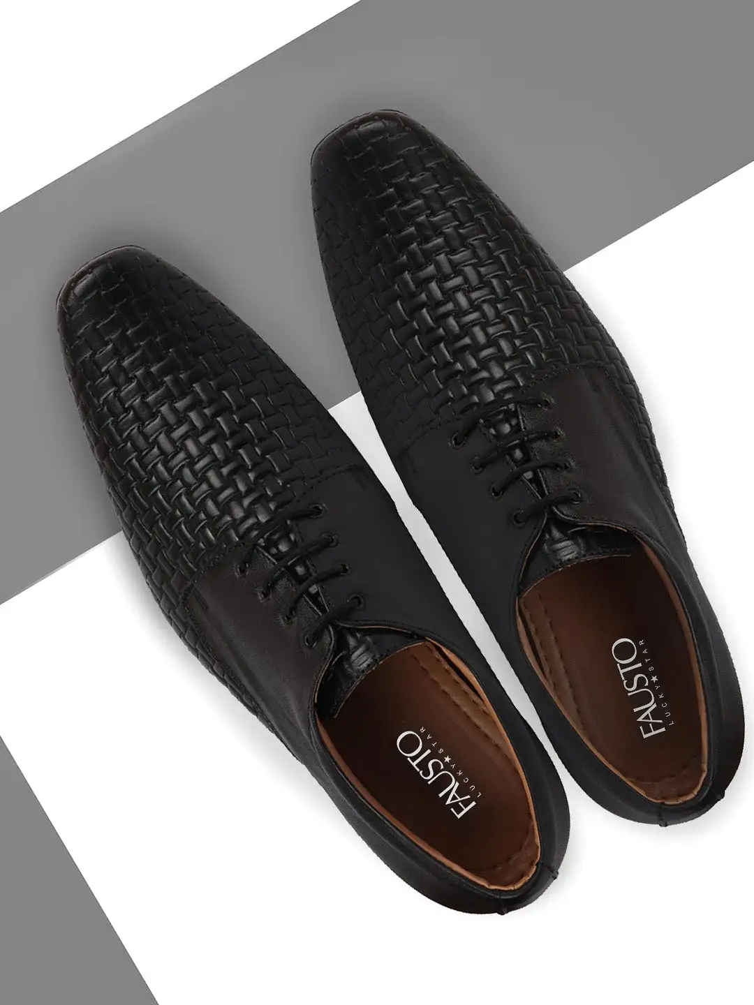 Men Black Formal Leather Lace Up Shoes