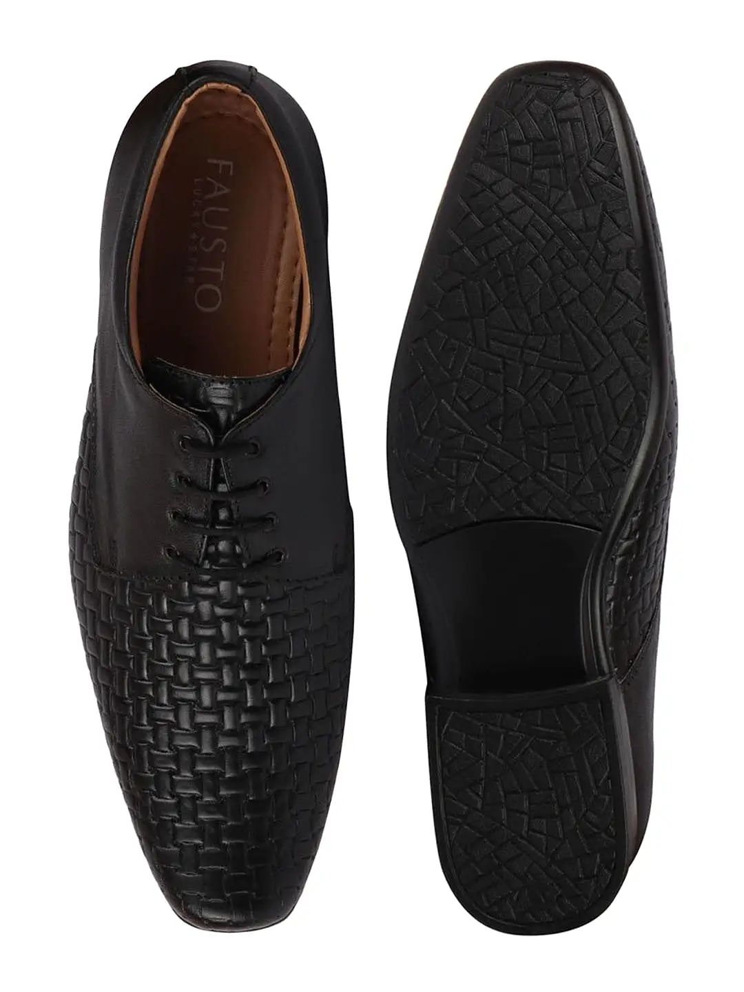 Men Black Formal Leather Lace Up Shoes