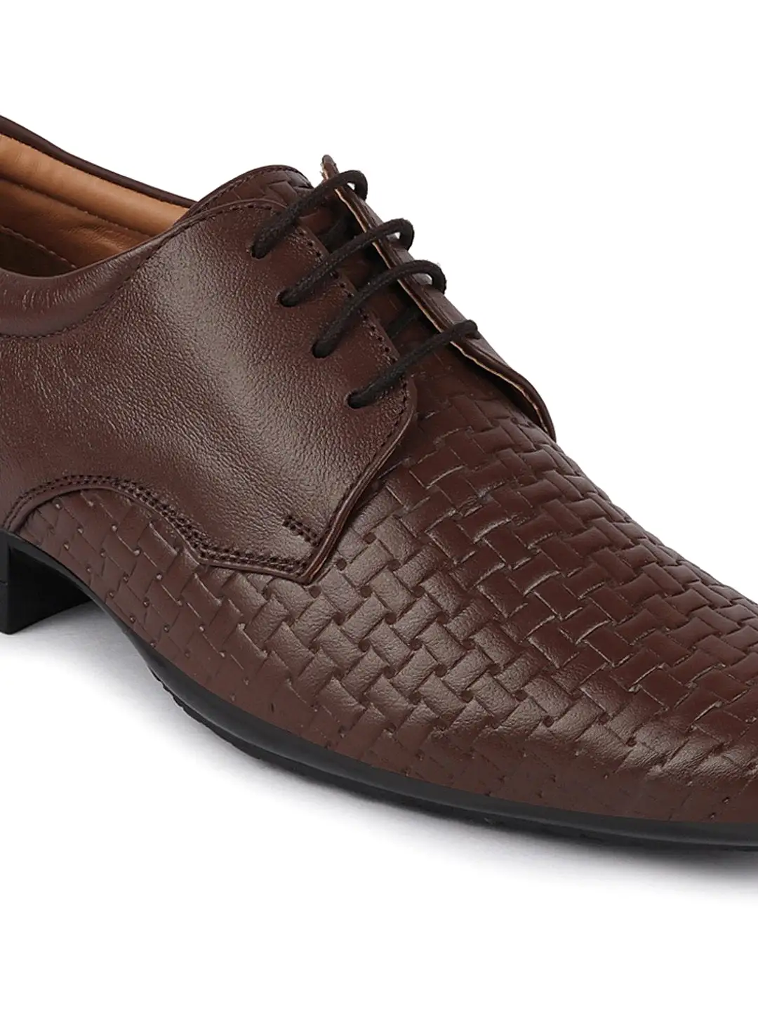 Men Brown Formal Leather Lace Up Shoes