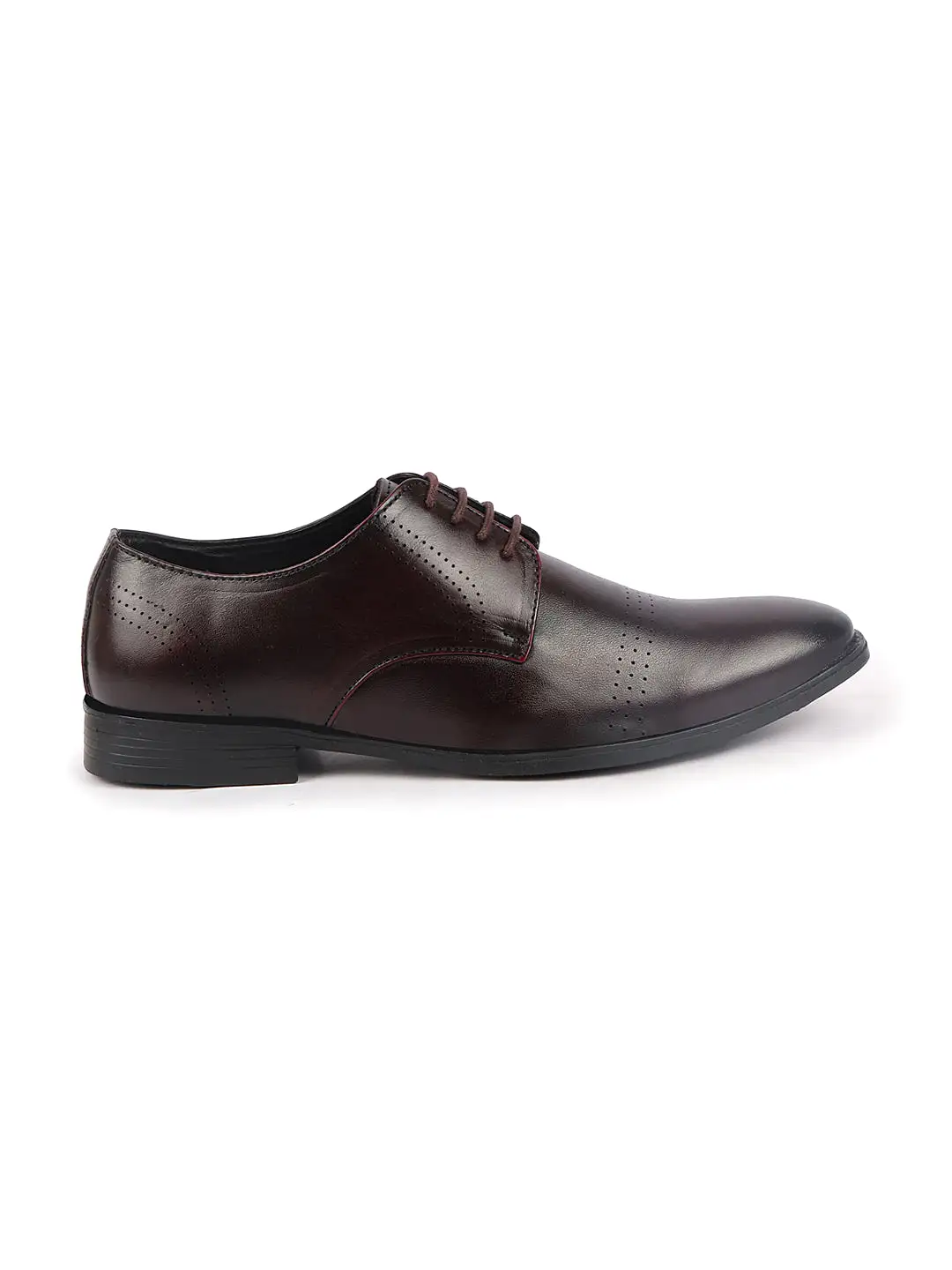 Men Brown Party Formal Office Genuine Leather Lace Up Shoes