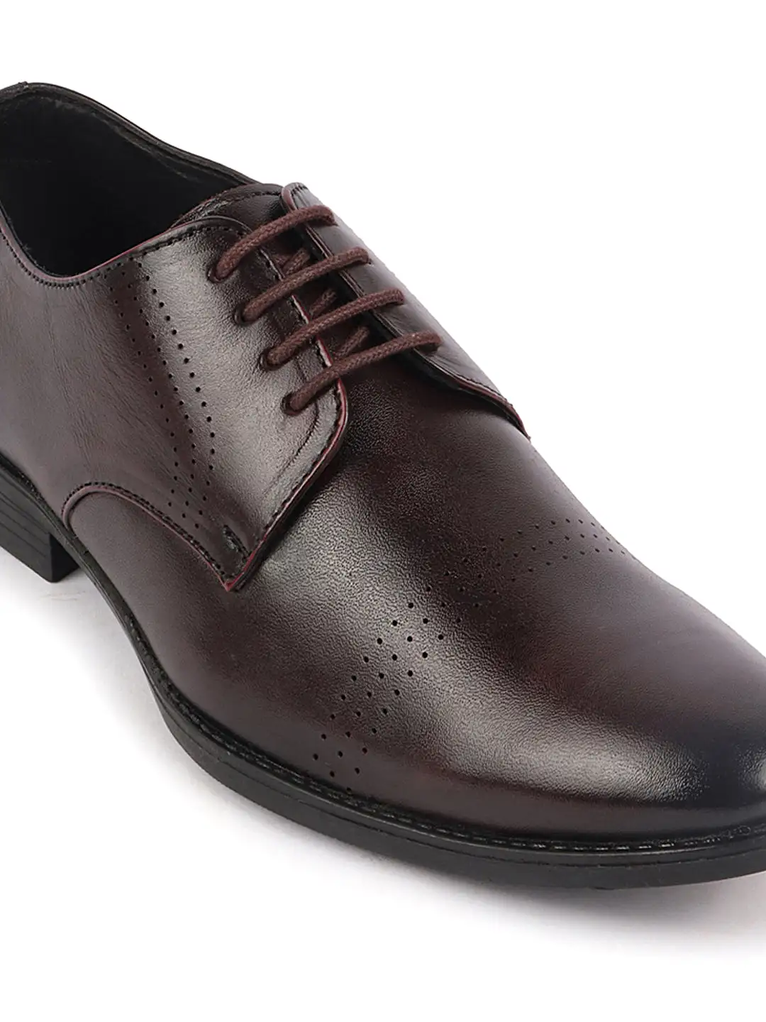 Men Brown Party Formal Office Genuine Leather Lace Up Shoes