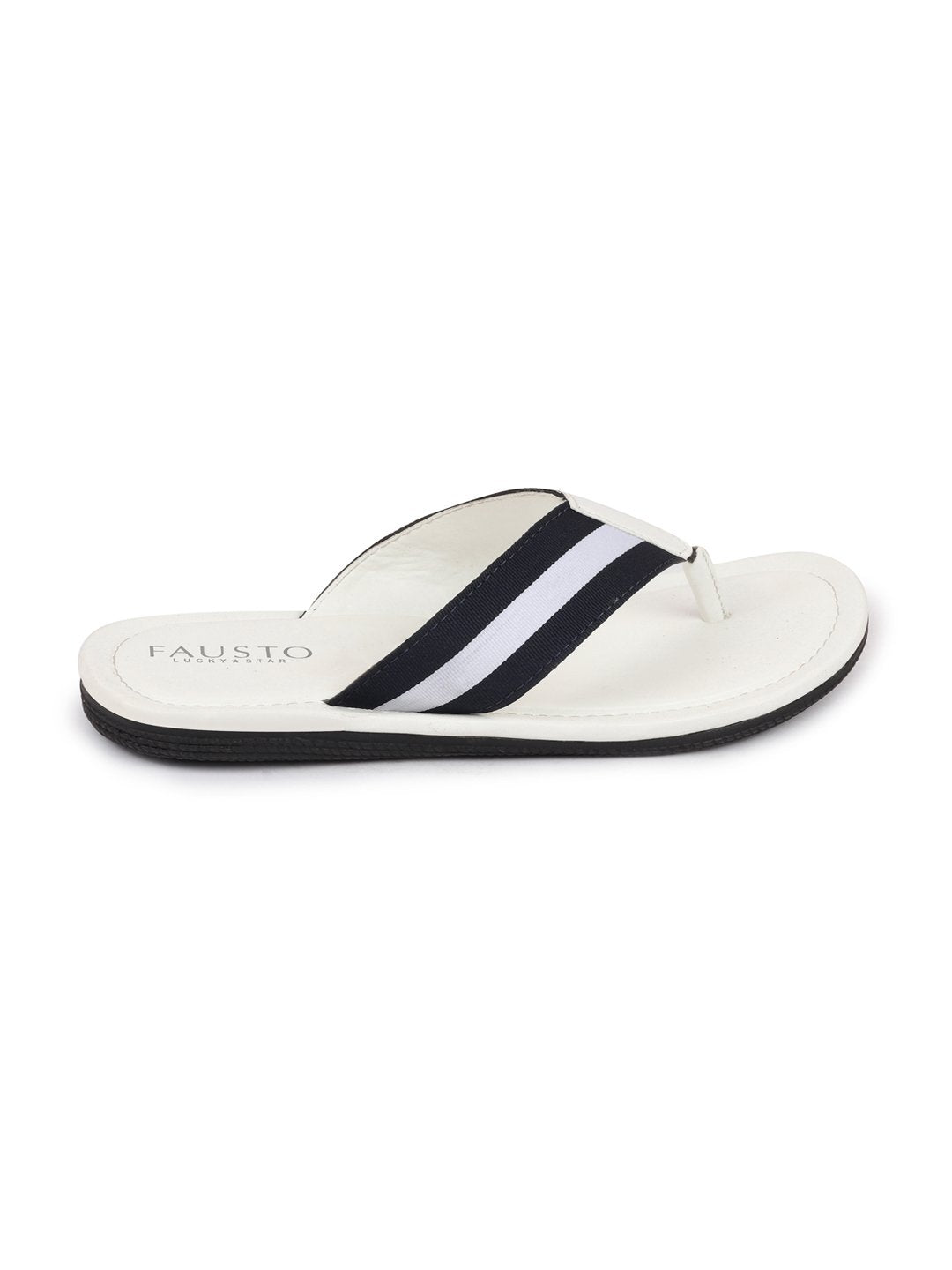 Men Navy Blue Beach Stripe Slippers & Flip Flops