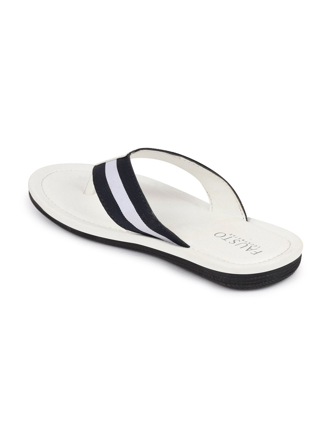 Men Navy Blue Beach Stripe Slippers & Flip Flops