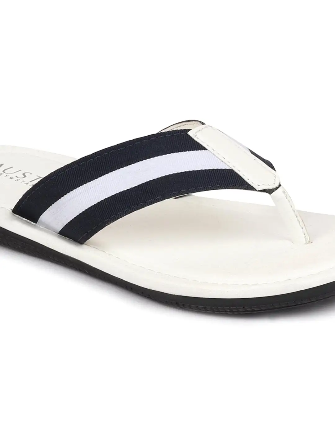 Men Navy Blue Beach Stripe Slippers & Flip Flops