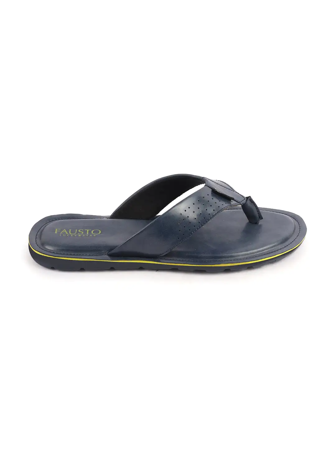 Men Navy Blue Daily Indoor Outdoor Slip On Thong Slipper