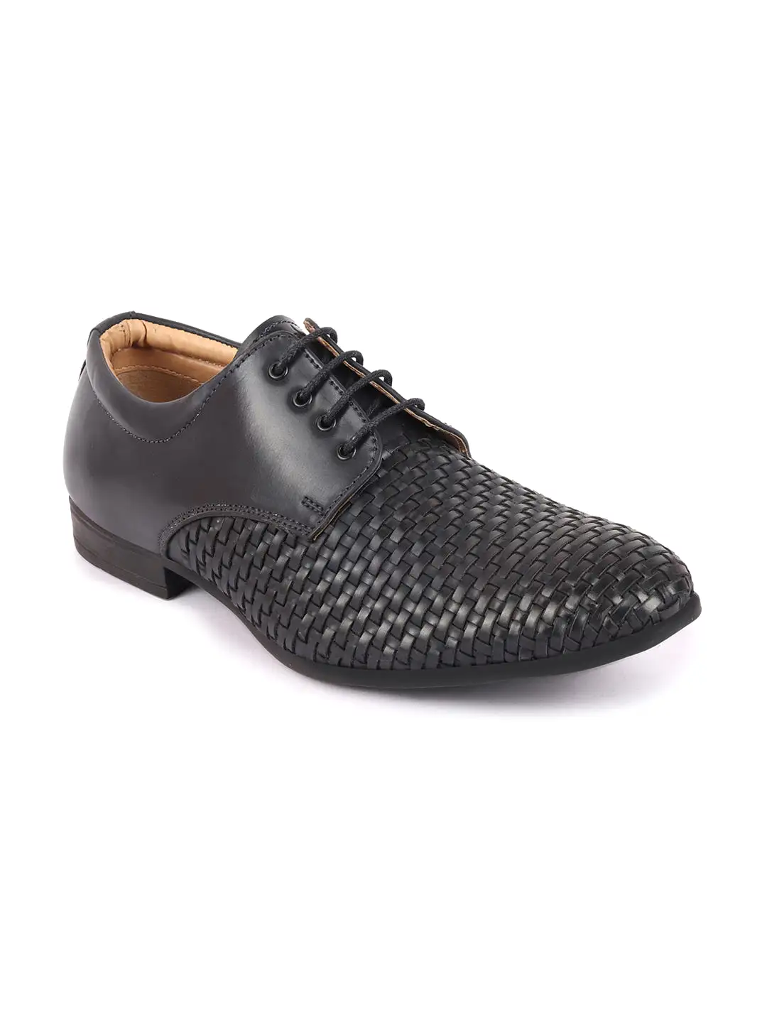 Men Navy Blue Knit Design Formal/Office Lace Up Shoes