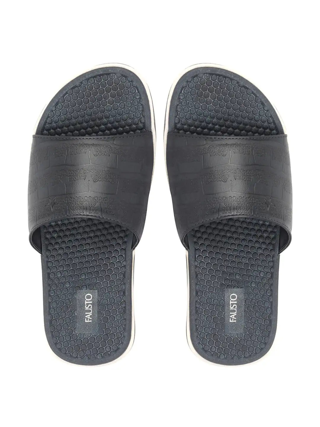 Men Navy Blue Open Toe Ultra Light Flexible Slip-On Slippers Flip-Flops