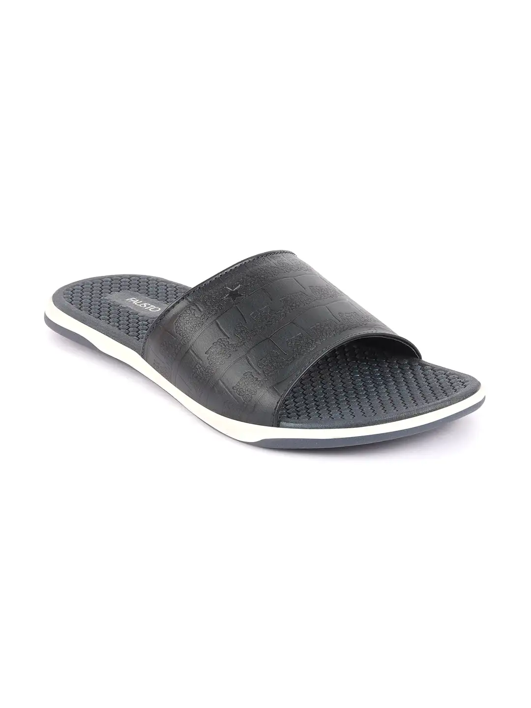 Men Navy Blue Open Toe Ultra Light Flexible Slip-On Slippers Flip-Flops