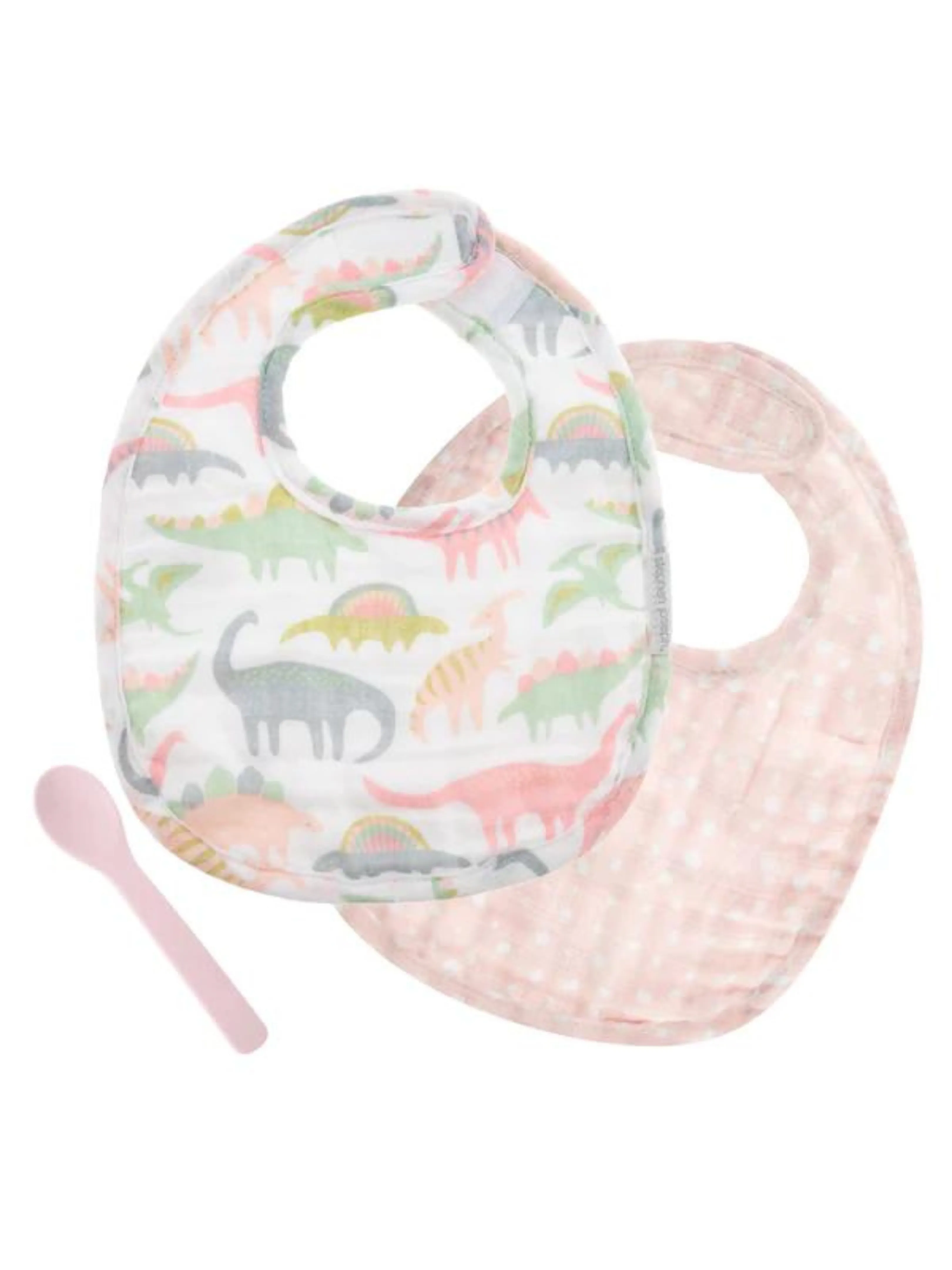 Muslin Bib Set - Pink Dino