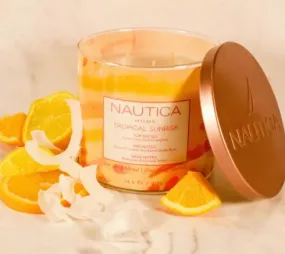 Nautica Soy Wax Blend 3 Wick Candle - Tropical Sunrise 14.5 Oz