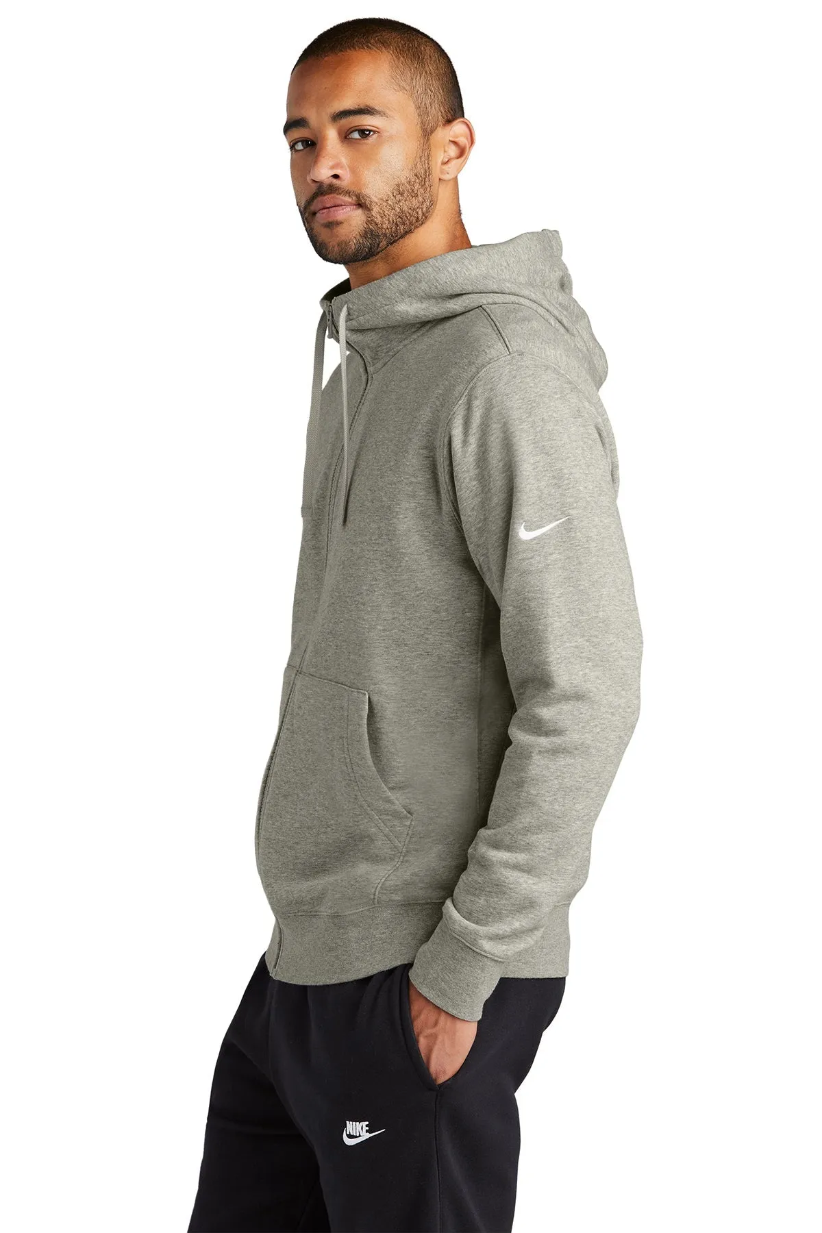 Nike Club Fleece Custom Zip Hoodies, Dark Grey Heather