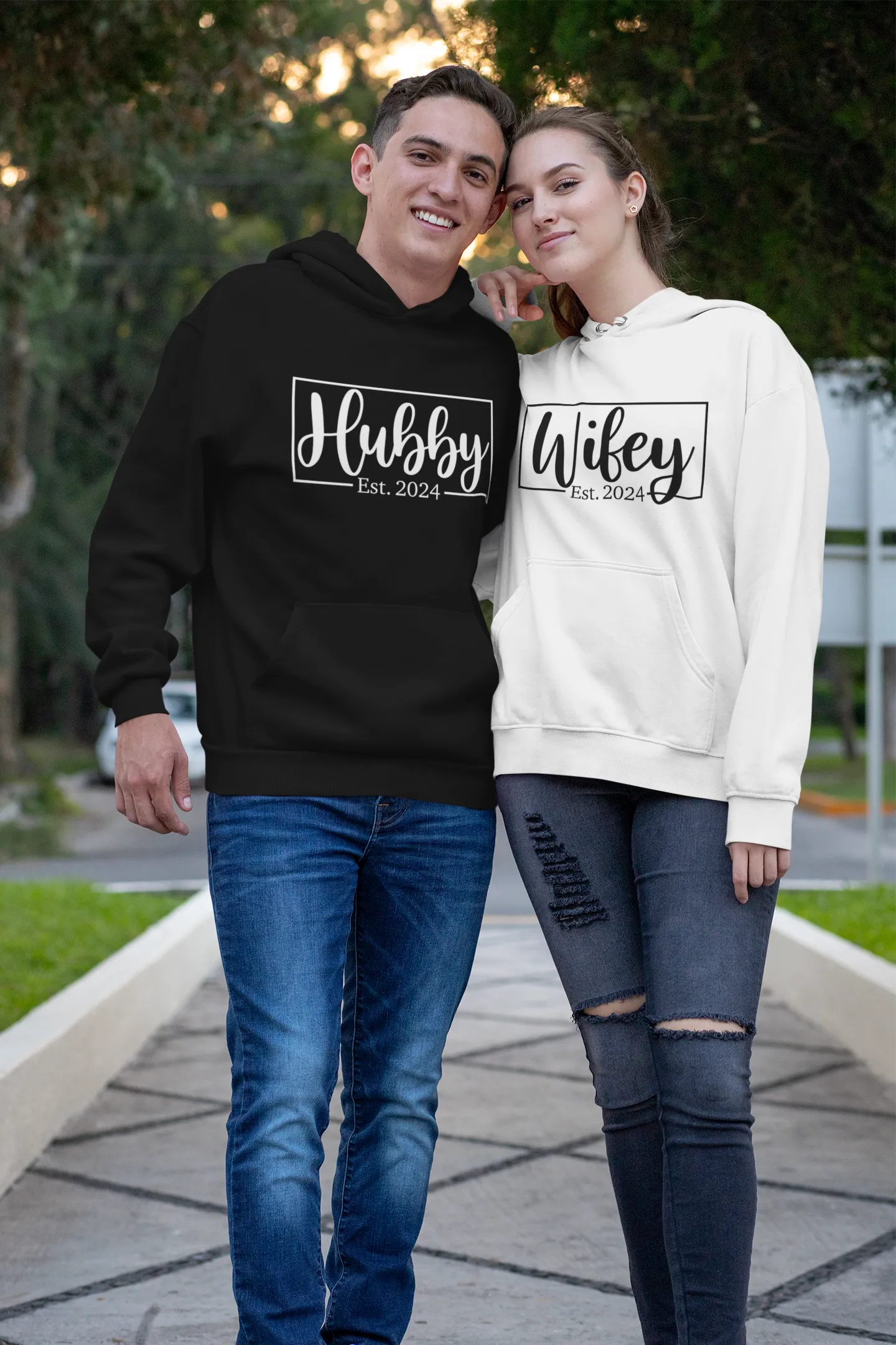 Personalised Hubby Wifey Hoodies