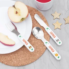 Personalised Kids Jungle Animal Cutlery Set - Metal