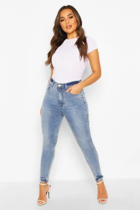 Petite Blue Acid Wash Skinny Jeans