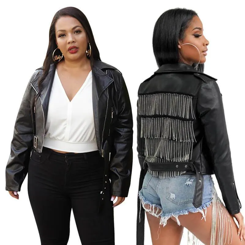 Plus Size Black Leather Jacket - Wholesale Womens Tops