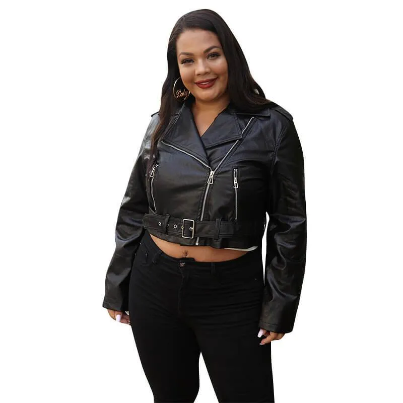 Plus Size Black Leather Jacket - Wholesale Womens Tops