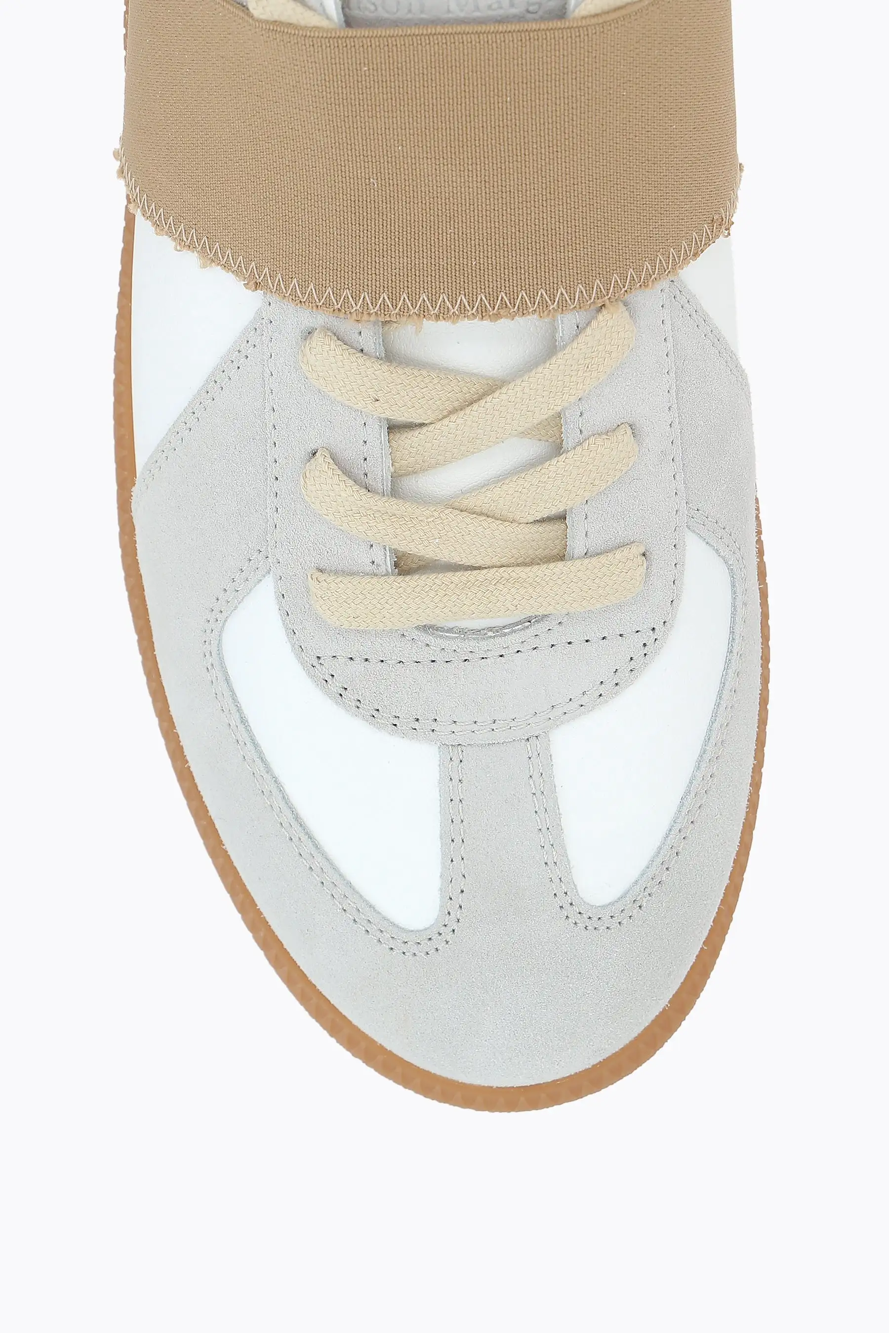 Replica smooth leather and suede sneakers with elastic band