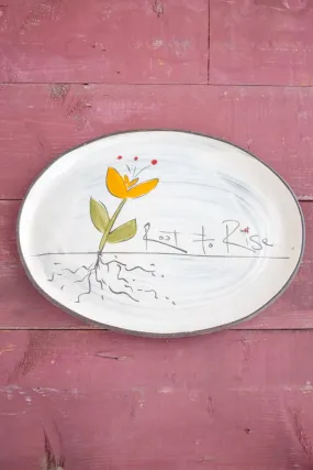 Root to Rise - Orange Hand Painted Ceramic Oval Tray