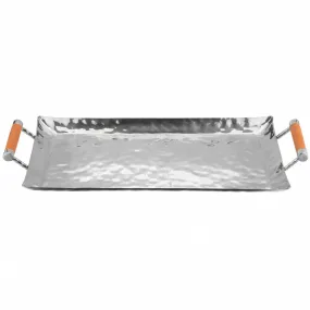 Stainless Steel & Shagreen Rectangular Tray 18 x 10