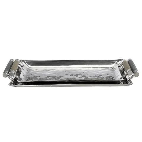 Stainless Steel & Shagreen Rectangular Tray (Small/Medium)