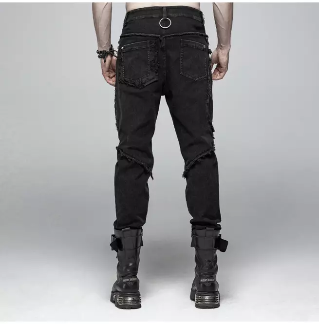 Steampunk Men's Punk Skull Ripped Jeans