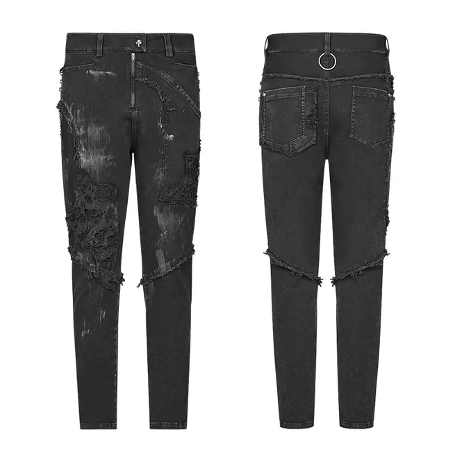 Steampunk Men's Punk Skull Ripped Jeans