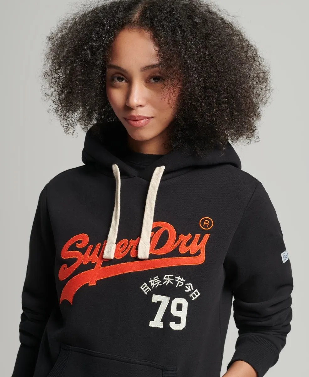 Superdry Womens Vintage Logo Hooded Sweatshirts Black