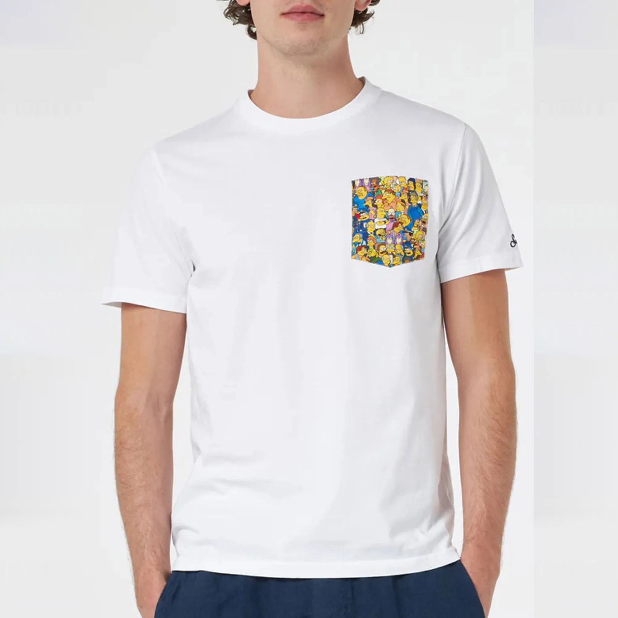 T-shirt Blanche uomo in cotone con taschino stampato Simpsons